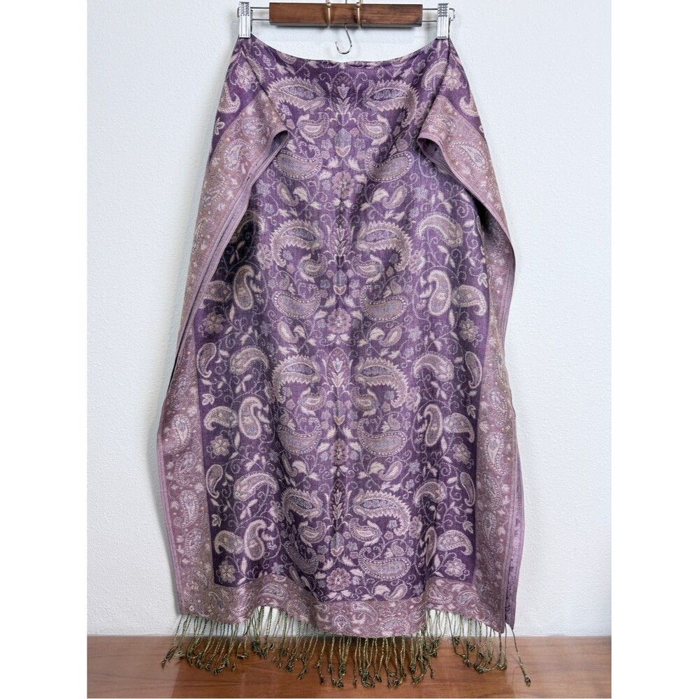 Purple Paisley Pashmina Wrap Scarf 26x72”